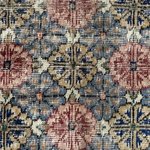 トルコ ヴィンテージラグA3 大判 レア ブルー グレー ベージュ ピンク