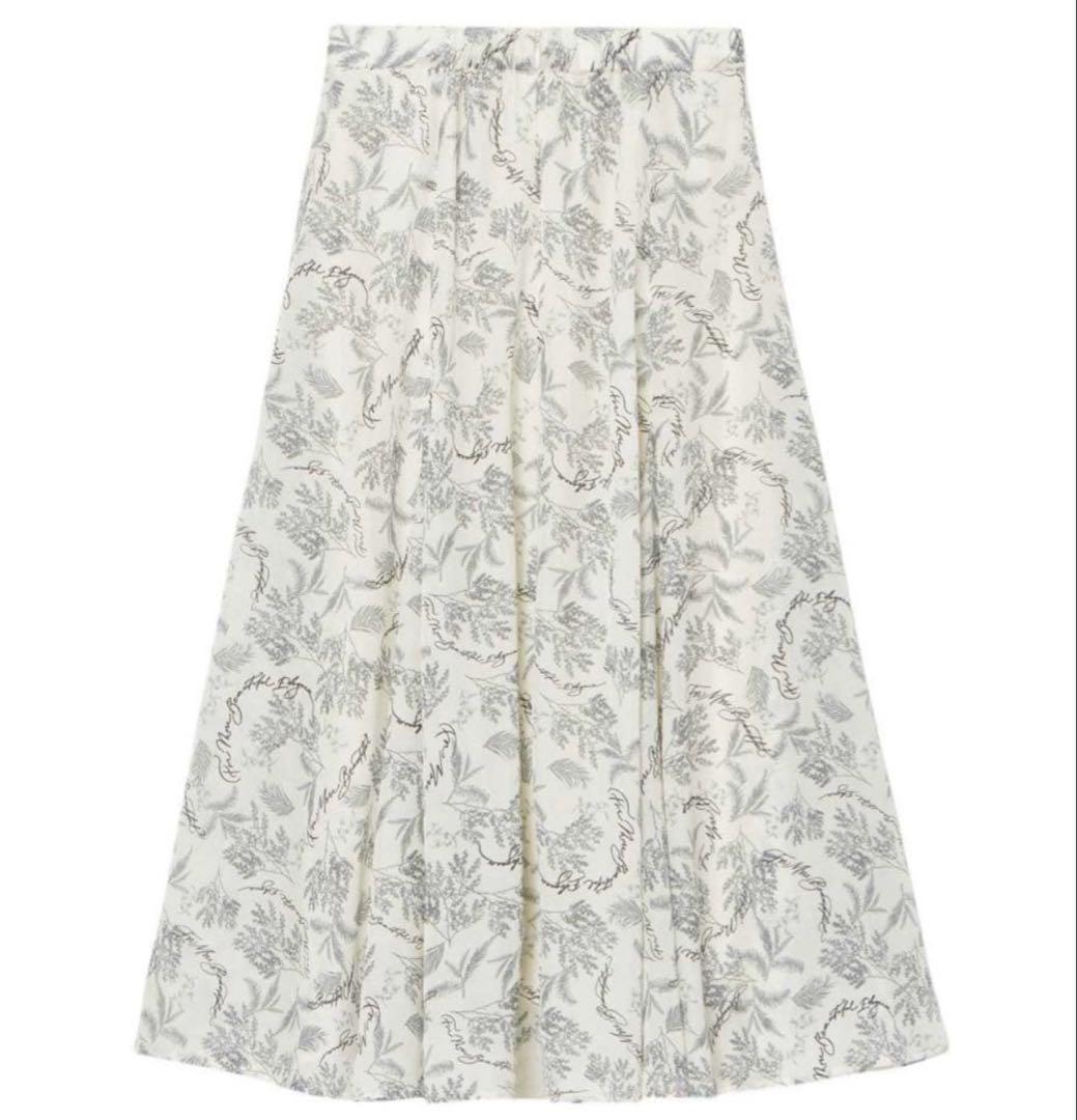 ANAYI アナイ リーフカリグラフィープリントマチフレアスカート