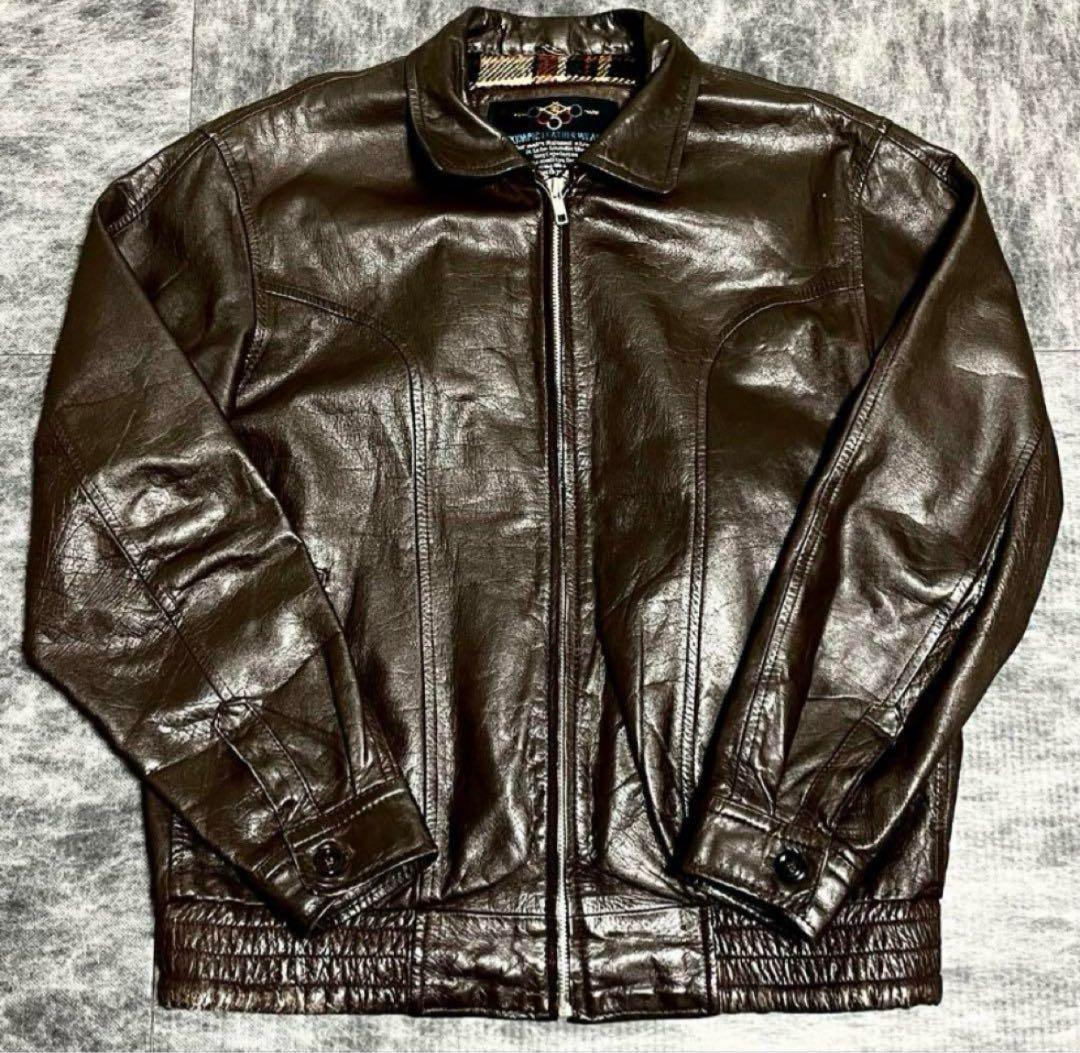 ヴィンテージ レザージャケット ダークブラウン　牛革　短丈