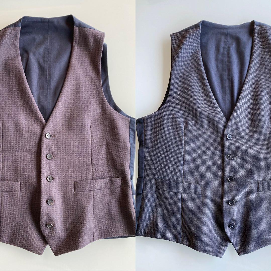 T*様 2点セット LARDINI 46 ジレ ベスト ブラウン ネイビー ラル