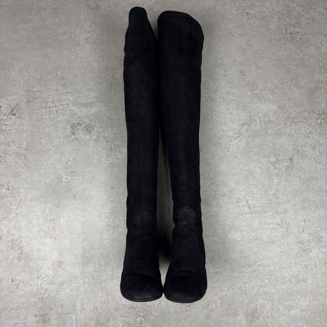 シャネル　CHANEL ココマーク　ニーハイブーツ　レザー　ブラック　36C