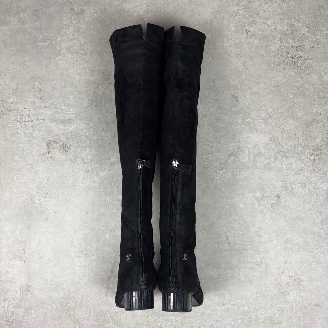 シャネル　CHANEL ココマーク　ニーハイブーツ　レザー　ブラック　36C