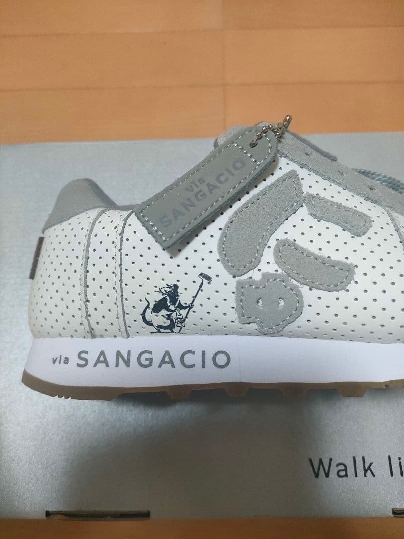 via SANGACIO メッシュスニーカー ホワイト/グレー 25cm　限定品