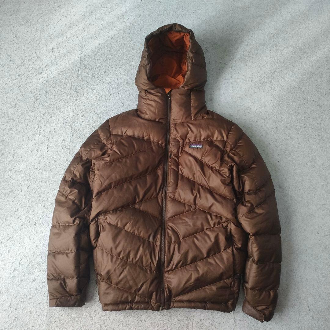 Patagonia ダウンジャケット ブラウン メンズS フーデッド パイプ