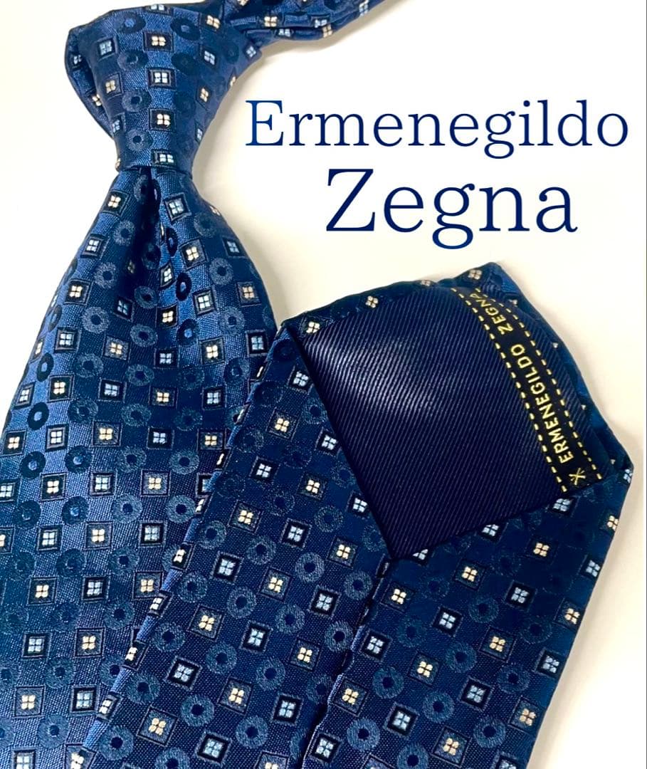 【新品保管品】ゼニア ネクタイ 新品級 シルク 箱付 タグ付 ZEGNA 小紋柄