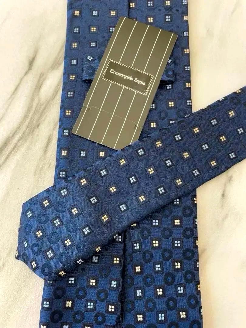 【新品保管品】ゼニア ネクタイ 新品級 シルク 箱付 タグ付 ZEGNA 小紋柄