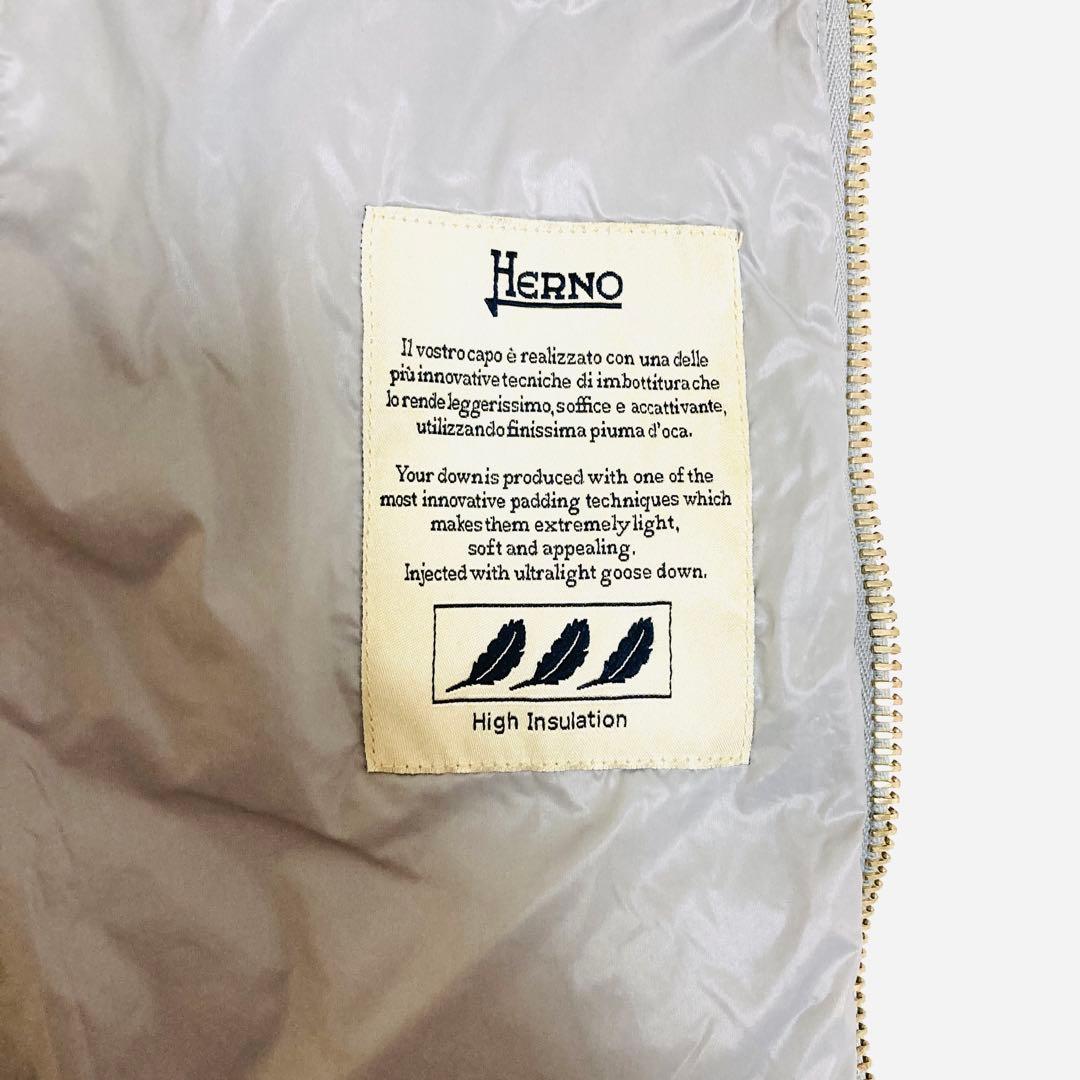 ヘルノ　ダウンコート　 Aライン　ゴールドロゴプレート　ロング丈　軽量　38