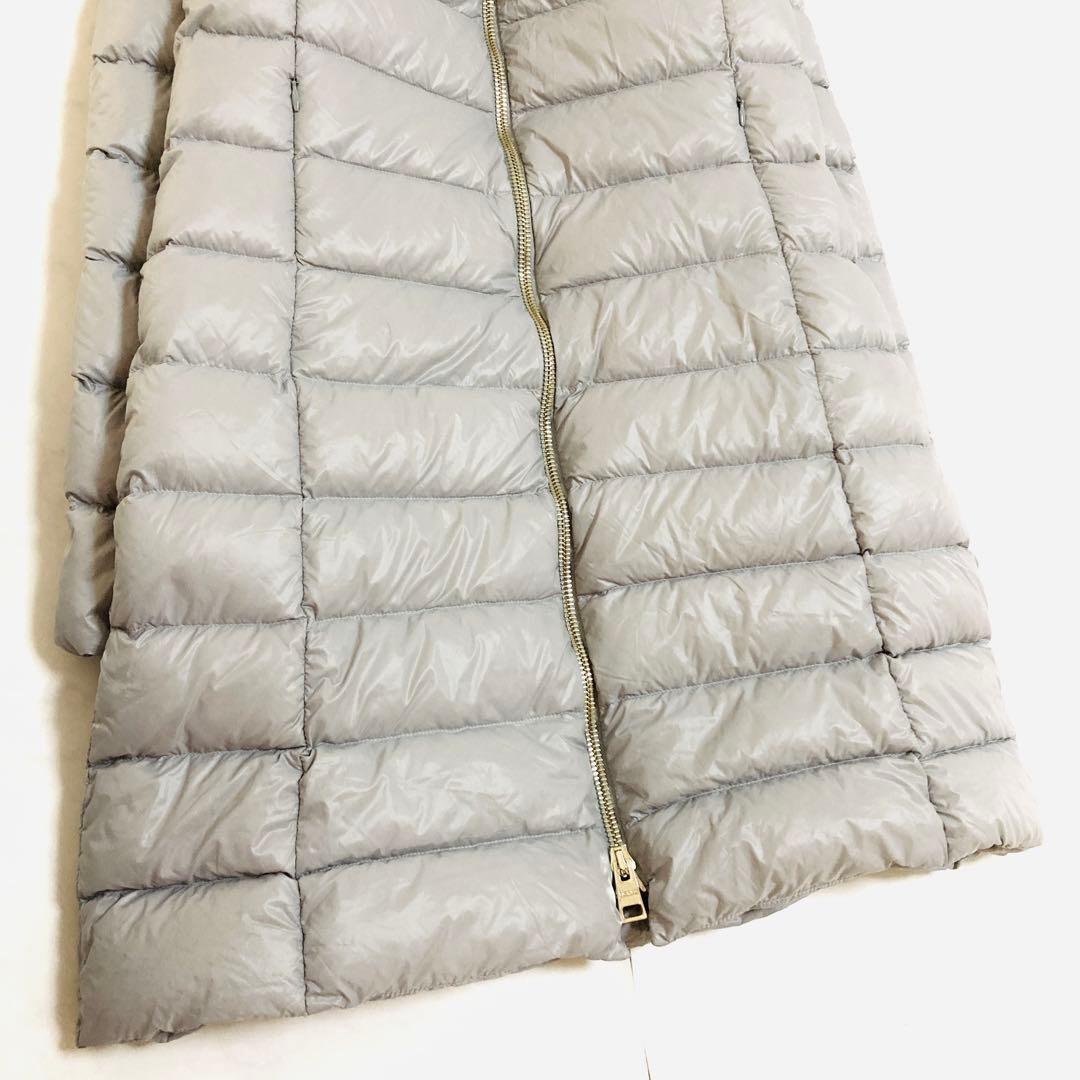 ヘルノ　ダウンコート　 Aライン　ゴールドロゴプレート　ロング丈　軽量　38