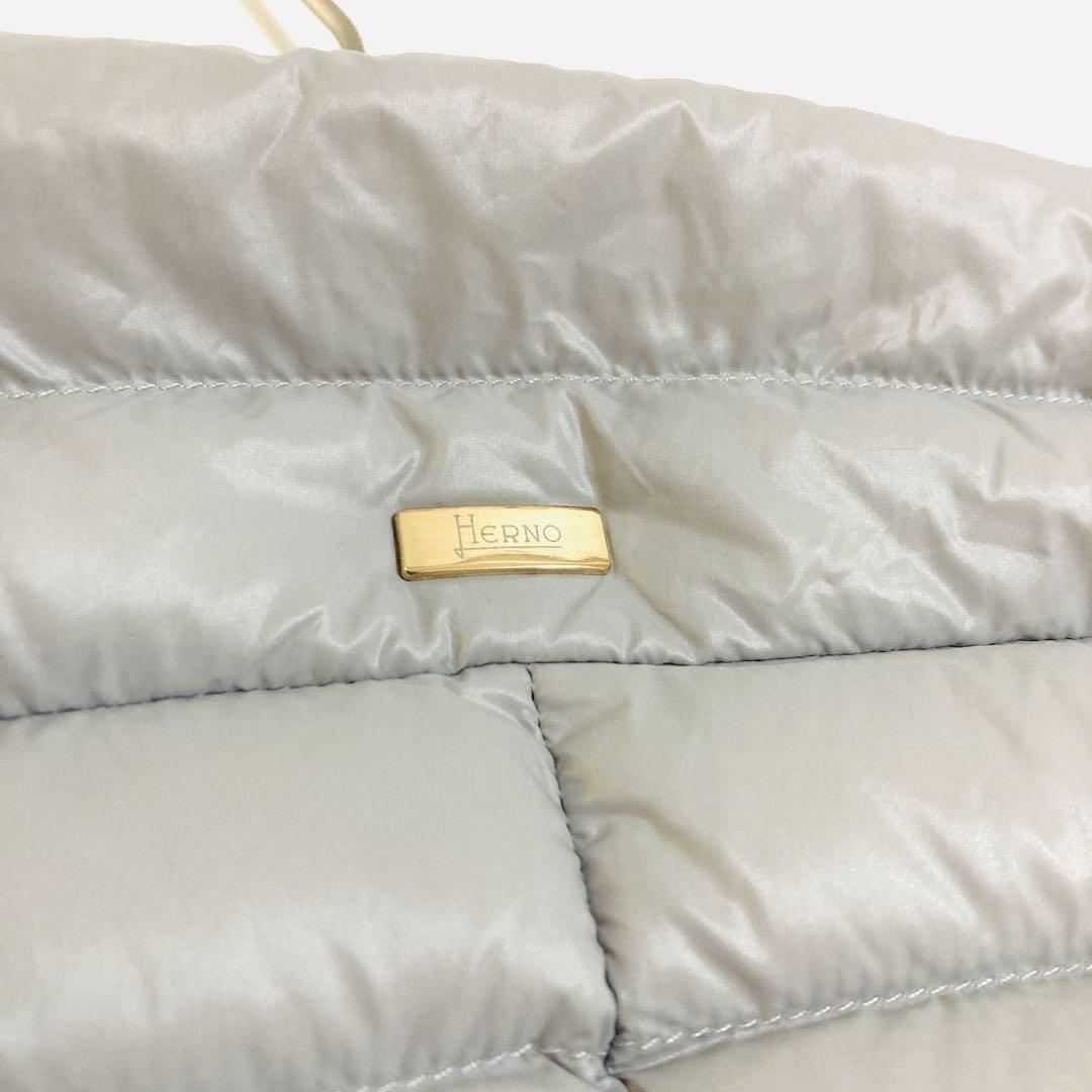 ヘルノ　ダウンコート　 Aライン　ゴールドロゴプレート　ロング丈　軽量　38