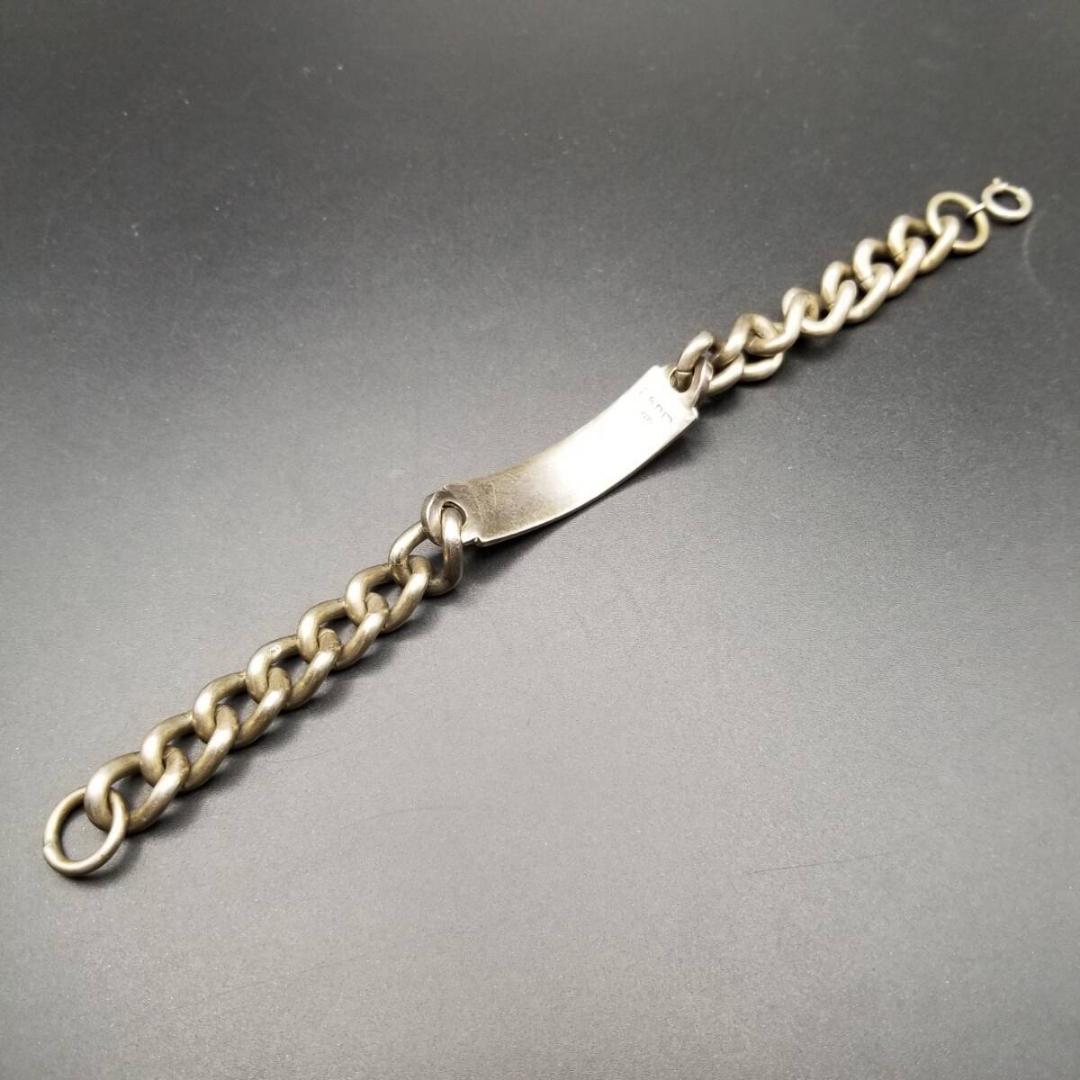 1977年 英国 ヴィンテージ IDタグ 長方形プレート 925 シルバーブレス