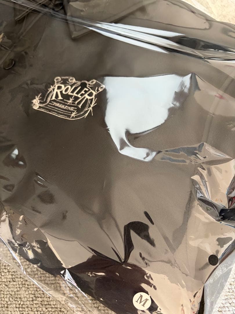 roller fake leather coach jacket M 現物写真