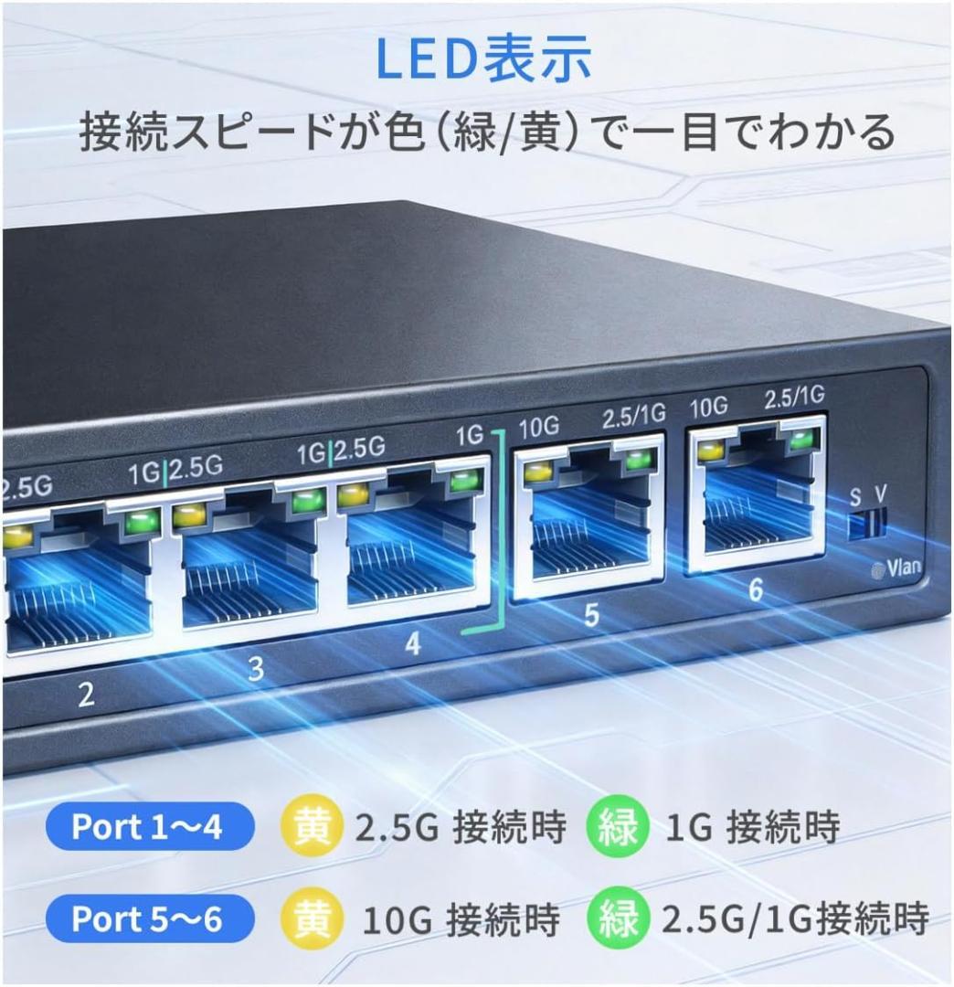 TOKAIZ スイッチングハブ 10Gアップリンク 2ポート搭載 全6ポート