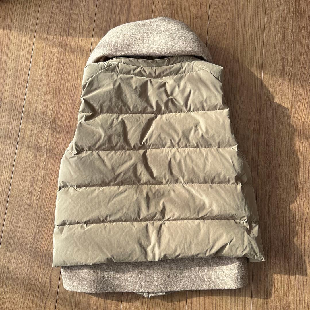 irisé ベージュ ダウンベスト フード付き
