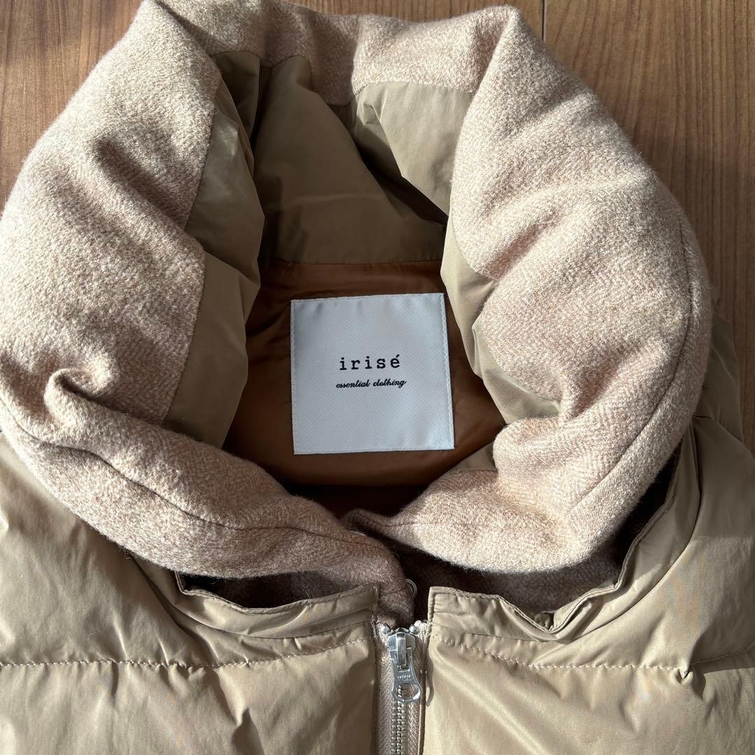 irisé ベージュ ダウンベスト フード付き