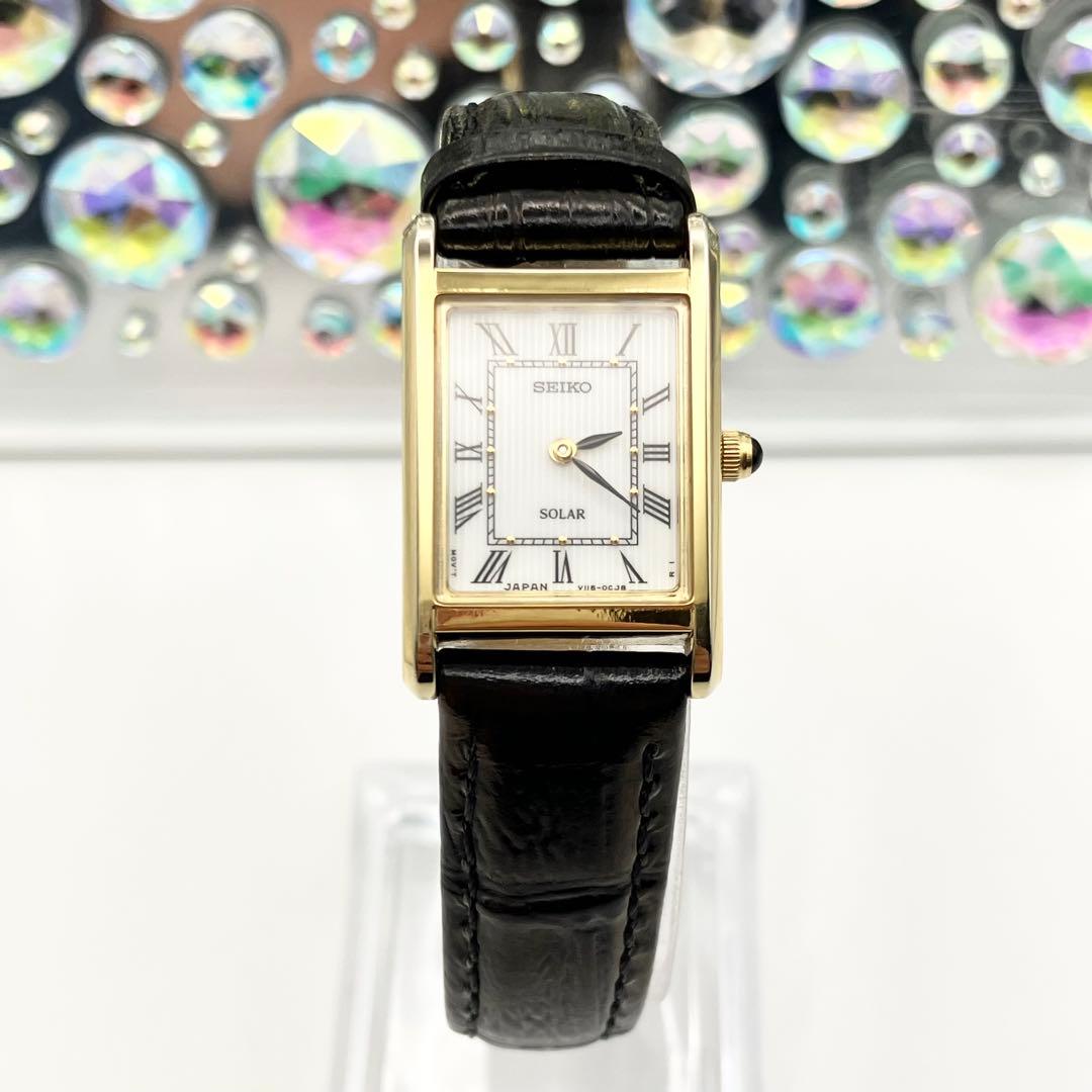 【美品】SEIKO　セイコー　レディース　腕時計　V115　ソーラー　純正ベルト