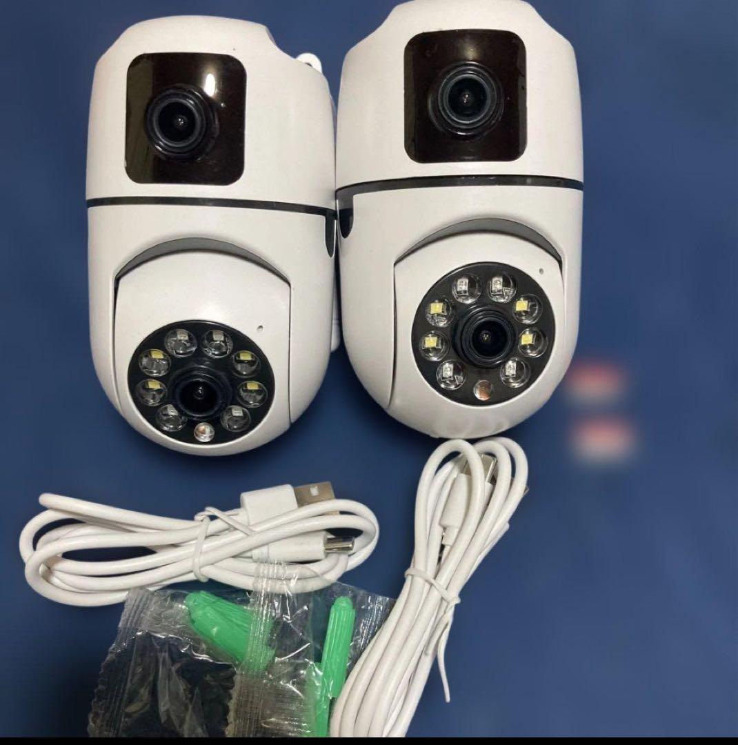 5GデュアルレンズAI自動追跡300万画素Wi-Fi防犯カメラ2台セット32GB
