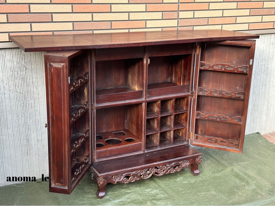 【ボトルラックカウンター】バーカウンター開閉式　収納棚　アンティークヴィンテージ