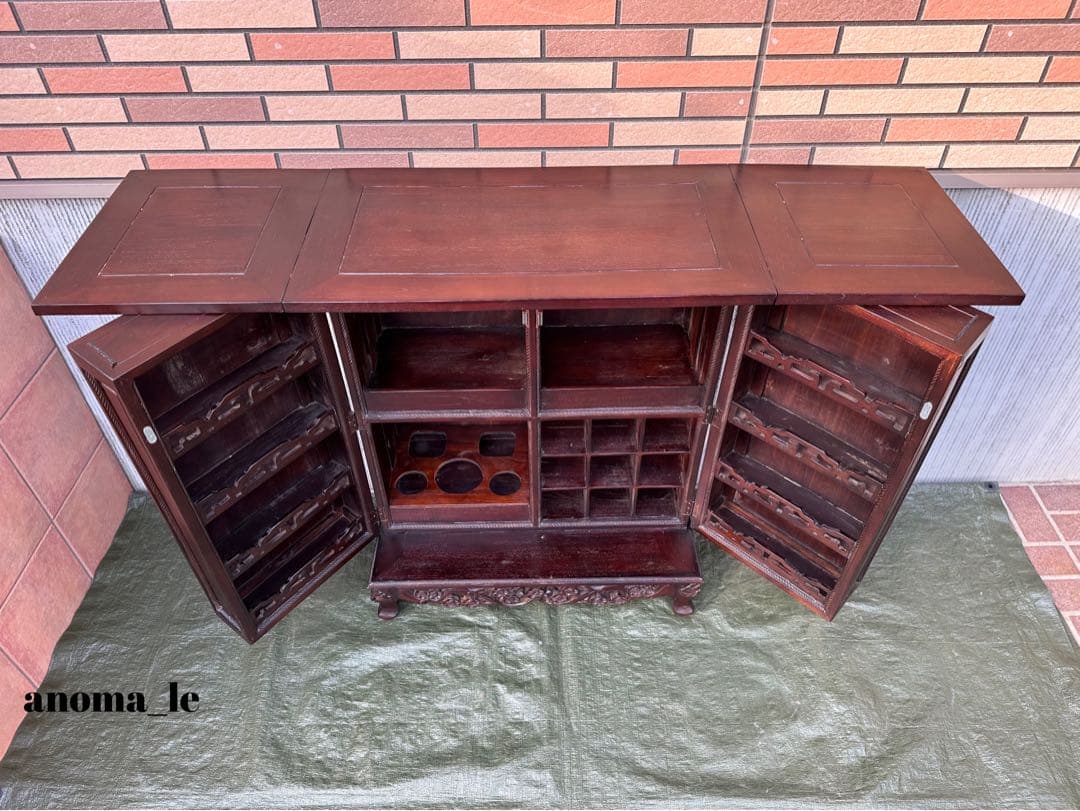 【ボトルラックカウンター】バーカウンター開閉式　収納棚　アンティークヴィンテージ