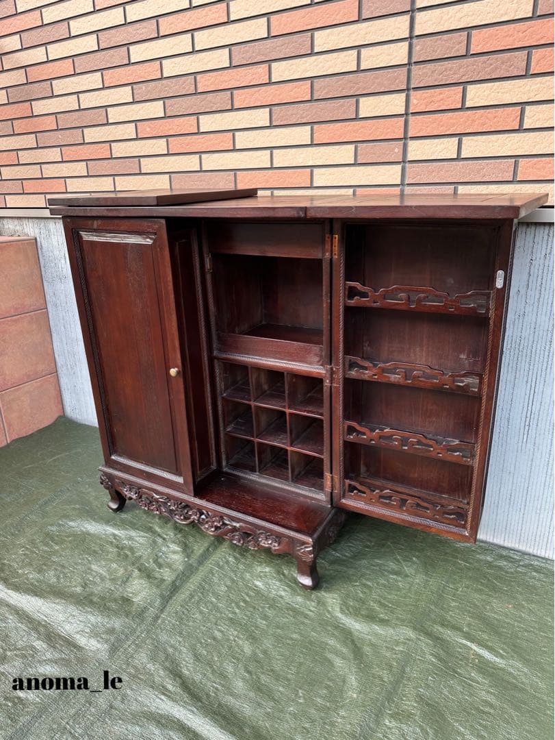 【ボトルラックカウンター】バーカウンター開閉式　収納棚　アンティークヴィンテージ