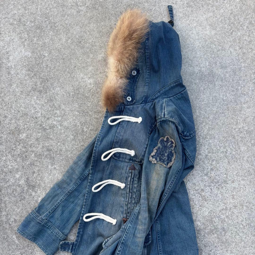 00's vintage デニムダッフルコート ロング丈 y2k グランジ