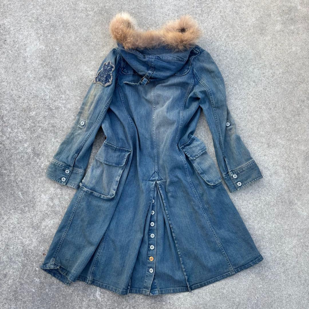 00's vintage デニムダッフルコート ロング丈 y2k グランジ