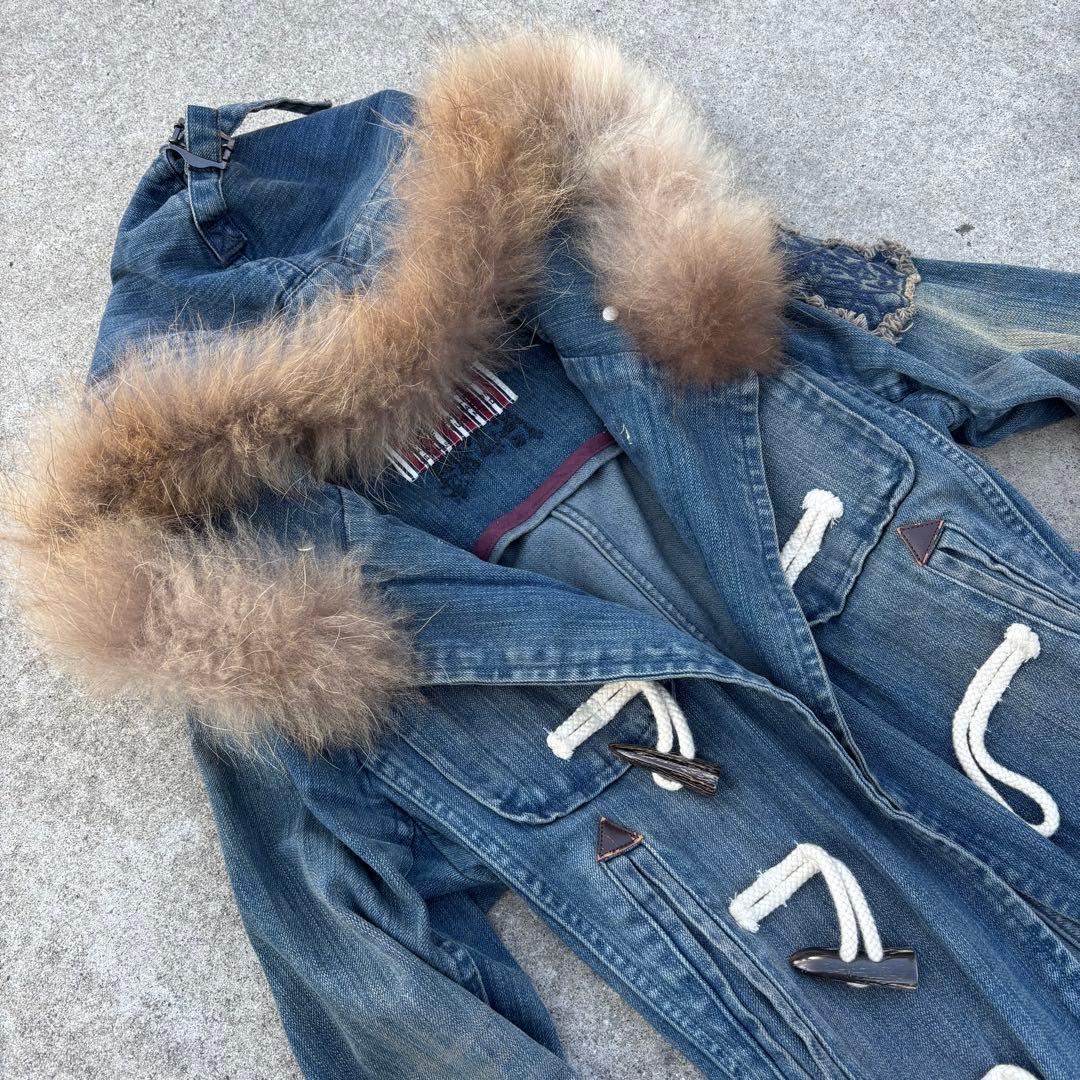 00's vintage デニムダッフルコート ロング丈 y2k グランジ