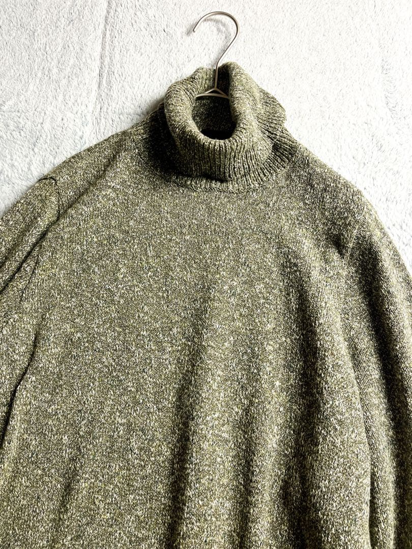 美品【45R】45rpm コットン混 杢杢ニットソーのチュニック ハイネック 0