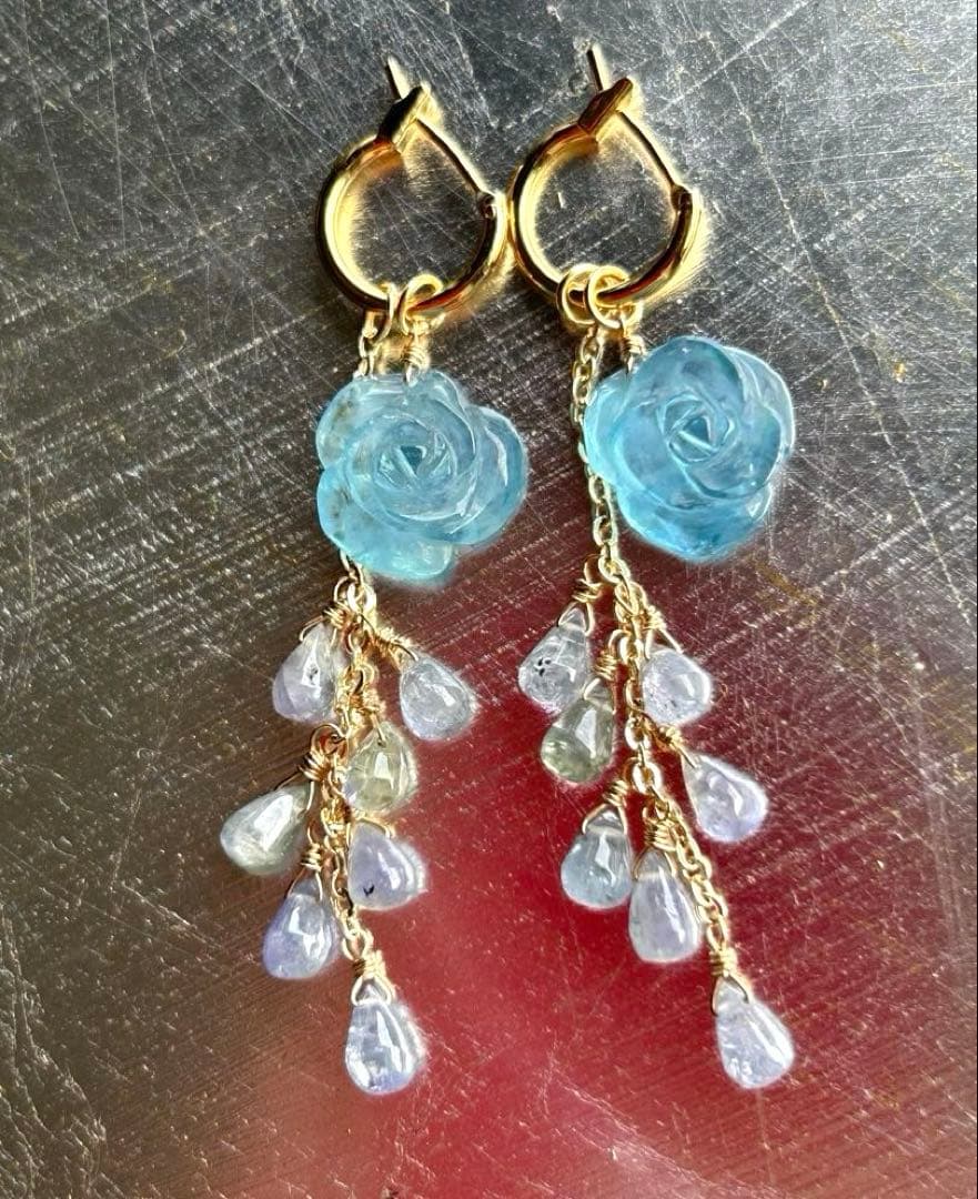 ブルートパーズルース　オーバルコンケーブカットのチャーム他　14kgf