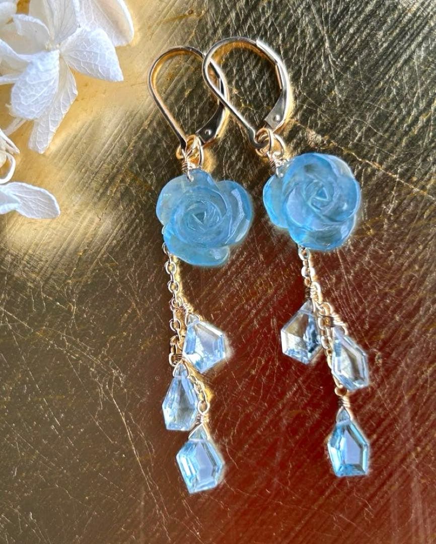 ブルートパーズルース　オーバルコンケーブカットのチャーム他　14kgf