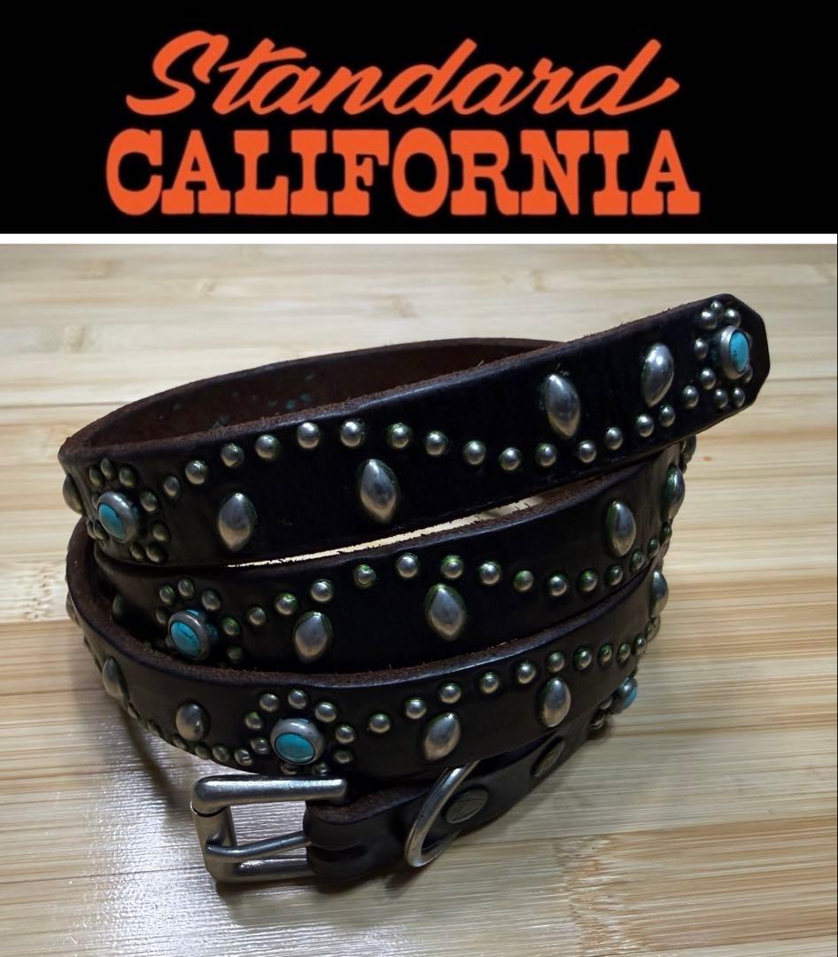 美品⭐️HTC⭐️ナローベルト⭐️フラワーターコイズ⭐️ブラックレザー(茶芯)⭐️34