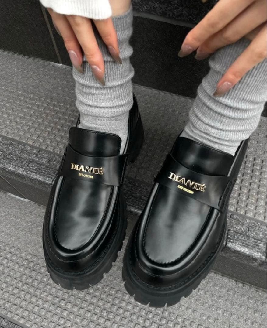 DIANTE ディアンテ ブラックローファー　厚底　Mサイズ