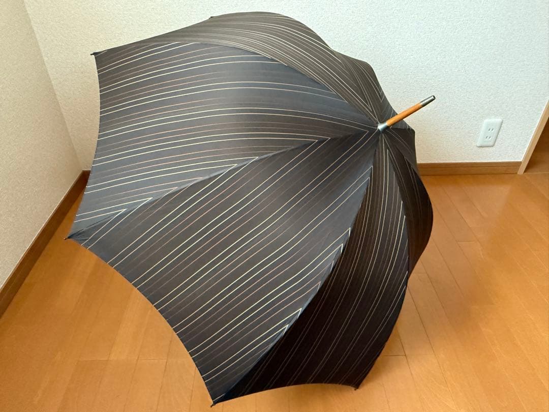 Fox Umbrellas 茶ストライプ 長傘