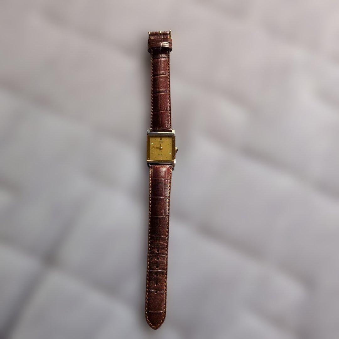 希少美品 稼動品 SEIKO Dolce 腕時計 スクエア型 ゴールド レザー