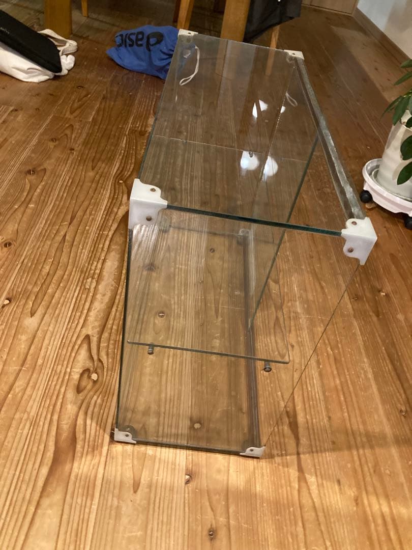 昭和レトロ　ガラスショーケース中棚1段　やまさ製茶　背面引戸