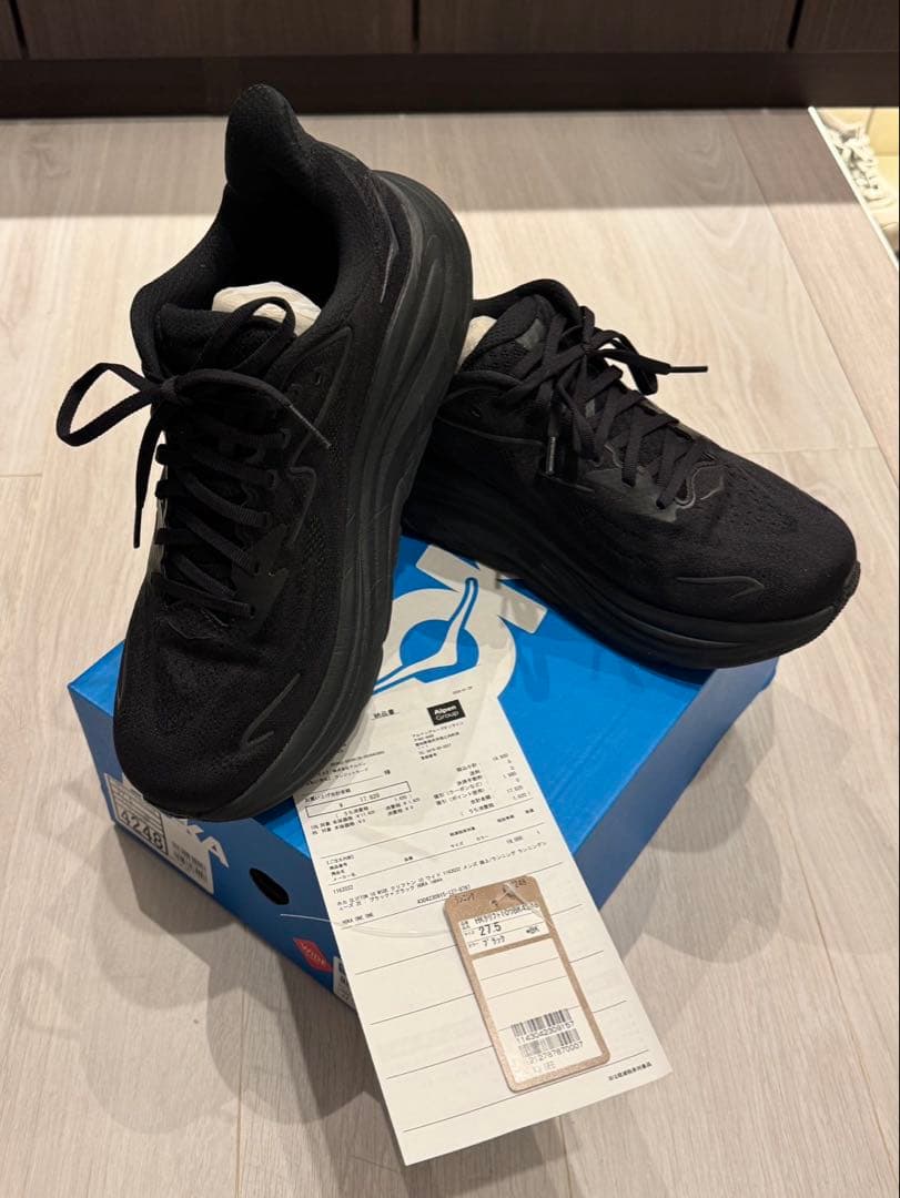 HOKA CLIFTON 10 クリフトン10 ブラック ワイド 27.5cm