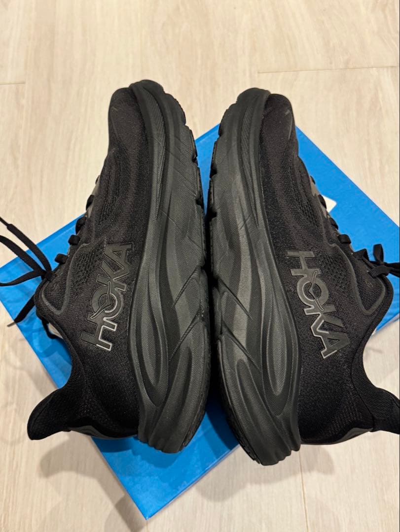 HOKA CLIFTON 10 クリフトン10 ブラック ワイド 27.5cm