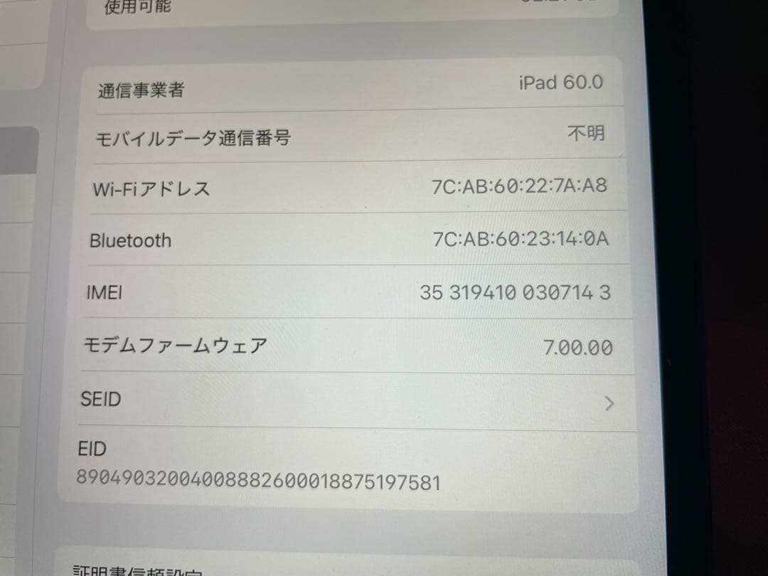 【交換品・ほぼ未使用】iPad Air3 64GB セルラー SIMフリー