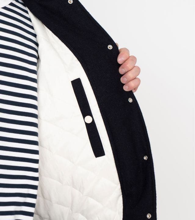 nanamica OOALスタジアムジャケット ウールリネンダークネイビー