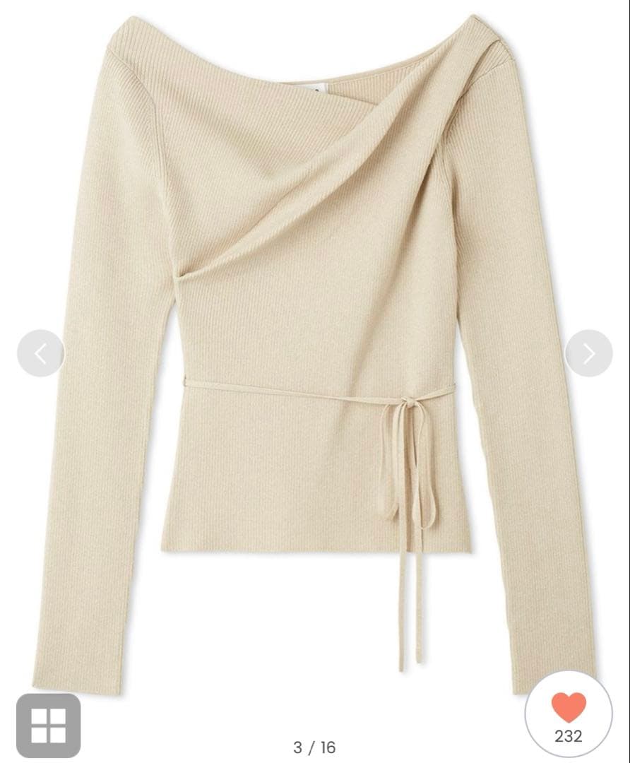 【新品】フレイアイディー　シルクブレンドアシメデコルテドレープリブニット