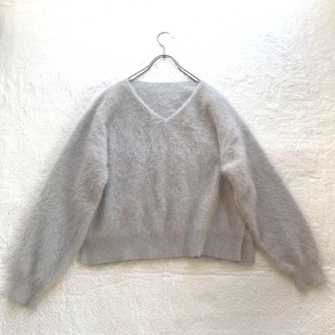 極美品✨jinesフォックス カシミヤ シャギー ニット 38 グレージュ