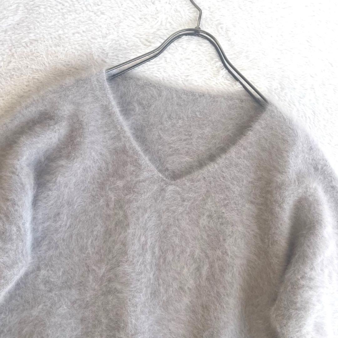 極美品✨jinesフォックス カシミヤ シャギー ニット 38 グレージュ
