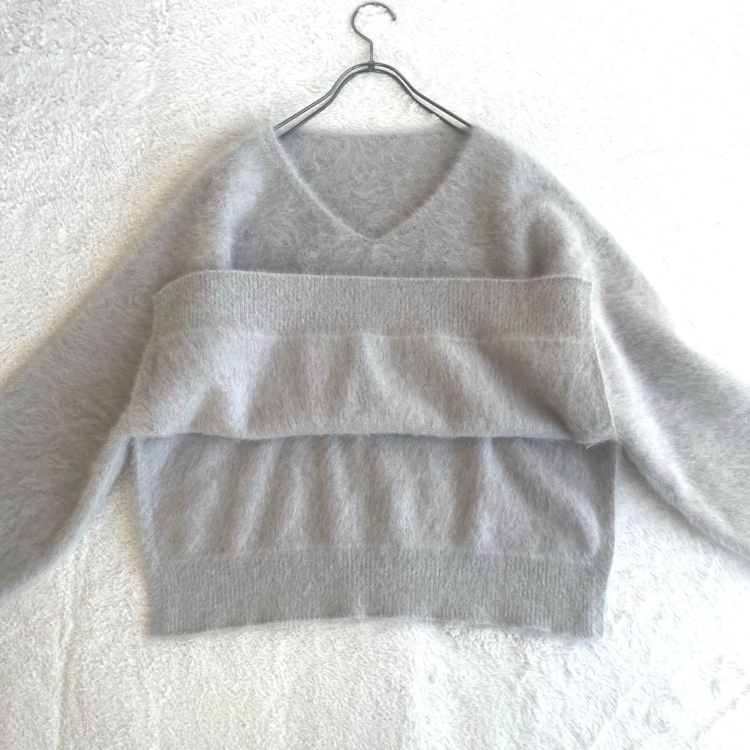 極美品✨jinesフォックス カシミヤ シャギー ニット 38 グレージュ