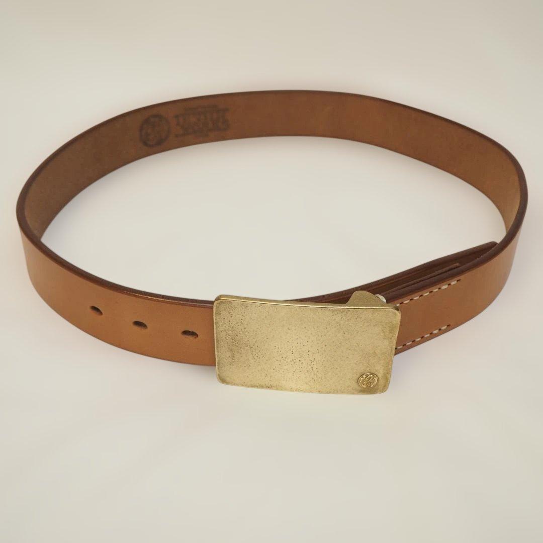 天神ワークス レザーベルト ベージュ 34インチ 80-90センチ