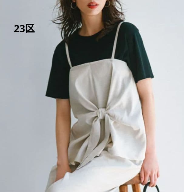 新品✦23区✦洗えるレーヨンリネンストレッチキャミソール　19000円