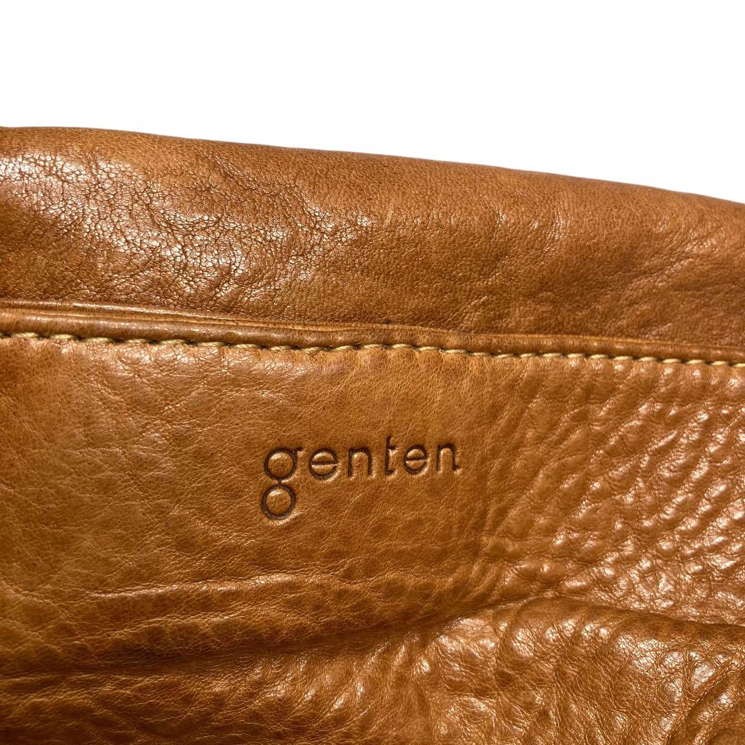 genten　ウールシープ本革　メッセンジャーバッグ　クロスボディ　飴色ブラウン