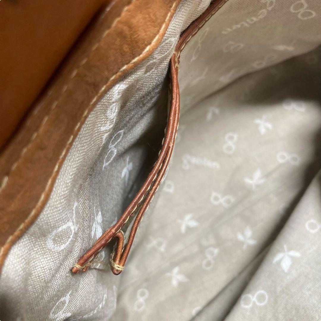 genten　ウールシープ本革　メッセンジャーバッグ　クロスボディ　飴色ブラウン