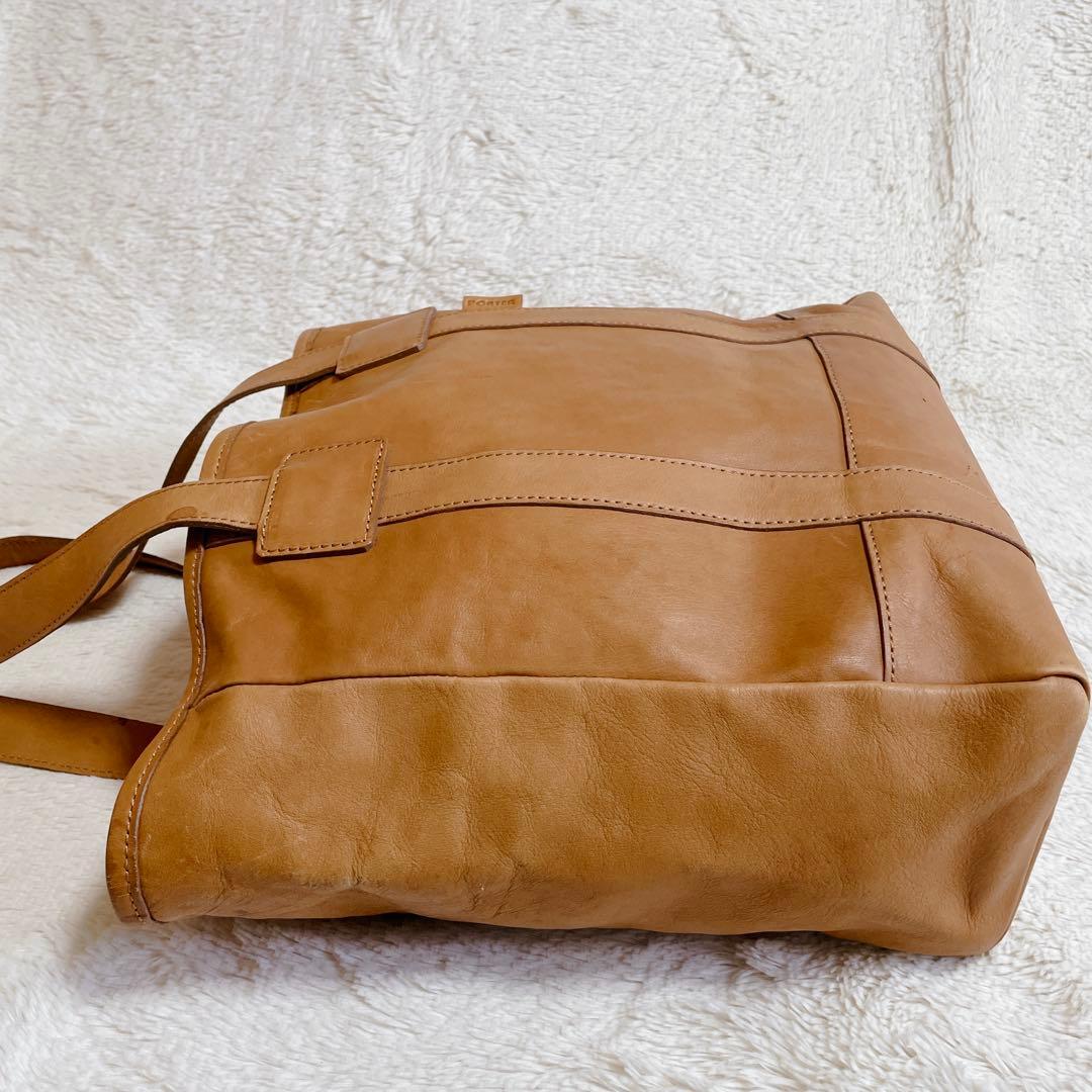 希少 廃盤品 PORTER ポーター オールレザー キャメル トートバッグ 船型
