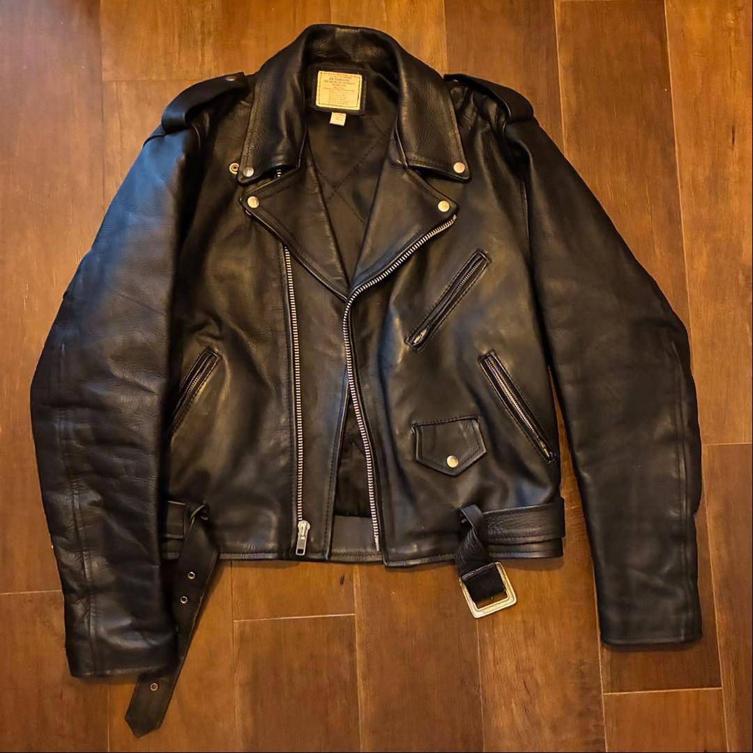 90s vintage レザーダブルライダースジャケット 古着