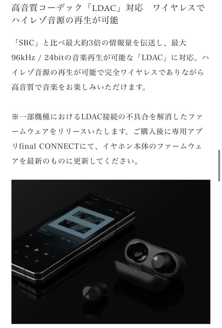 final ZE3000SV ブラック 完全ワイヤレスイヤフォン