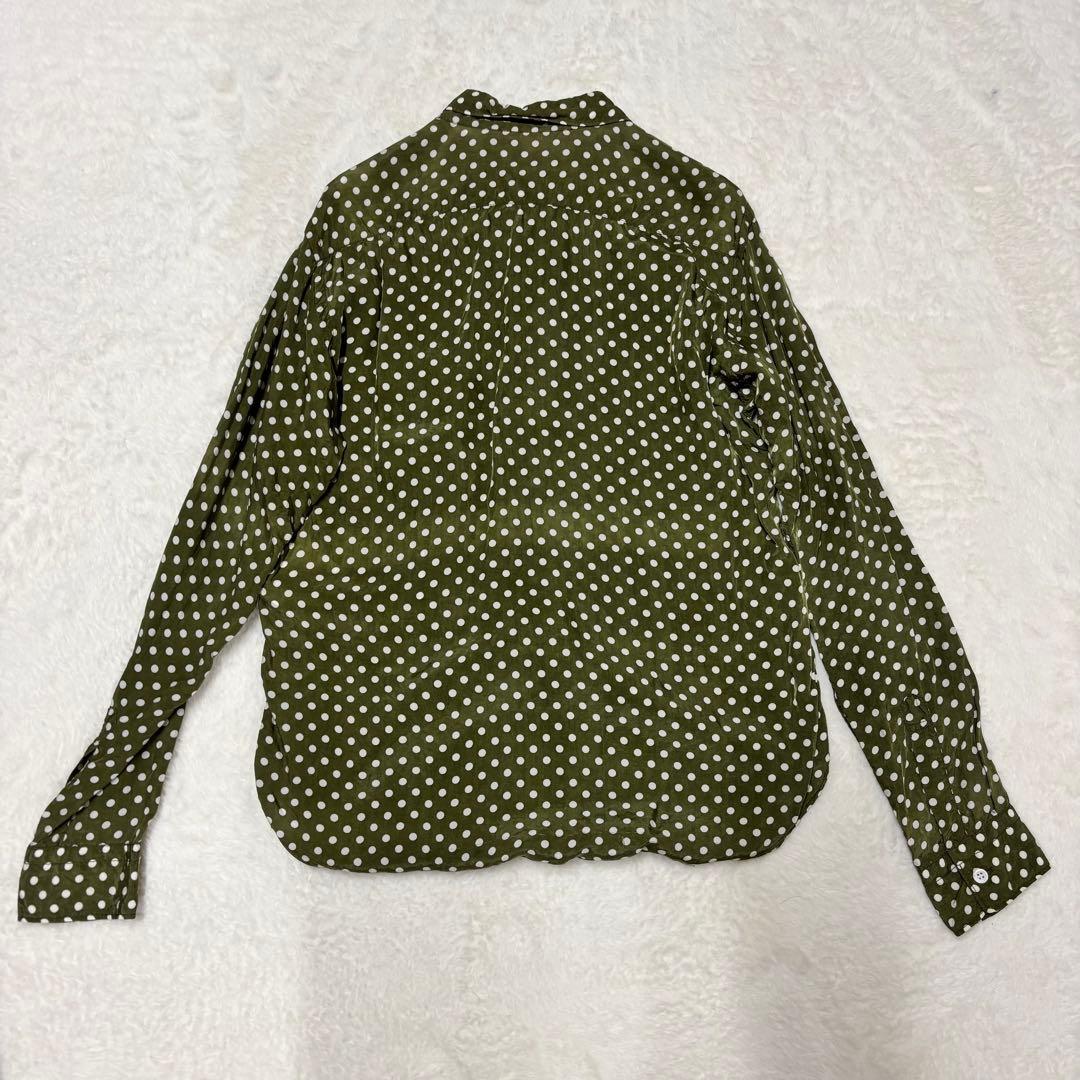 コムデギャルソンオム　ドット柄長袖シャツ キュプラ高級感　グリーンM（E1